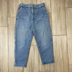 VTG 80s Lee High Rise Pleated Mom Jeans Light Wash Tapered Made in USA 34